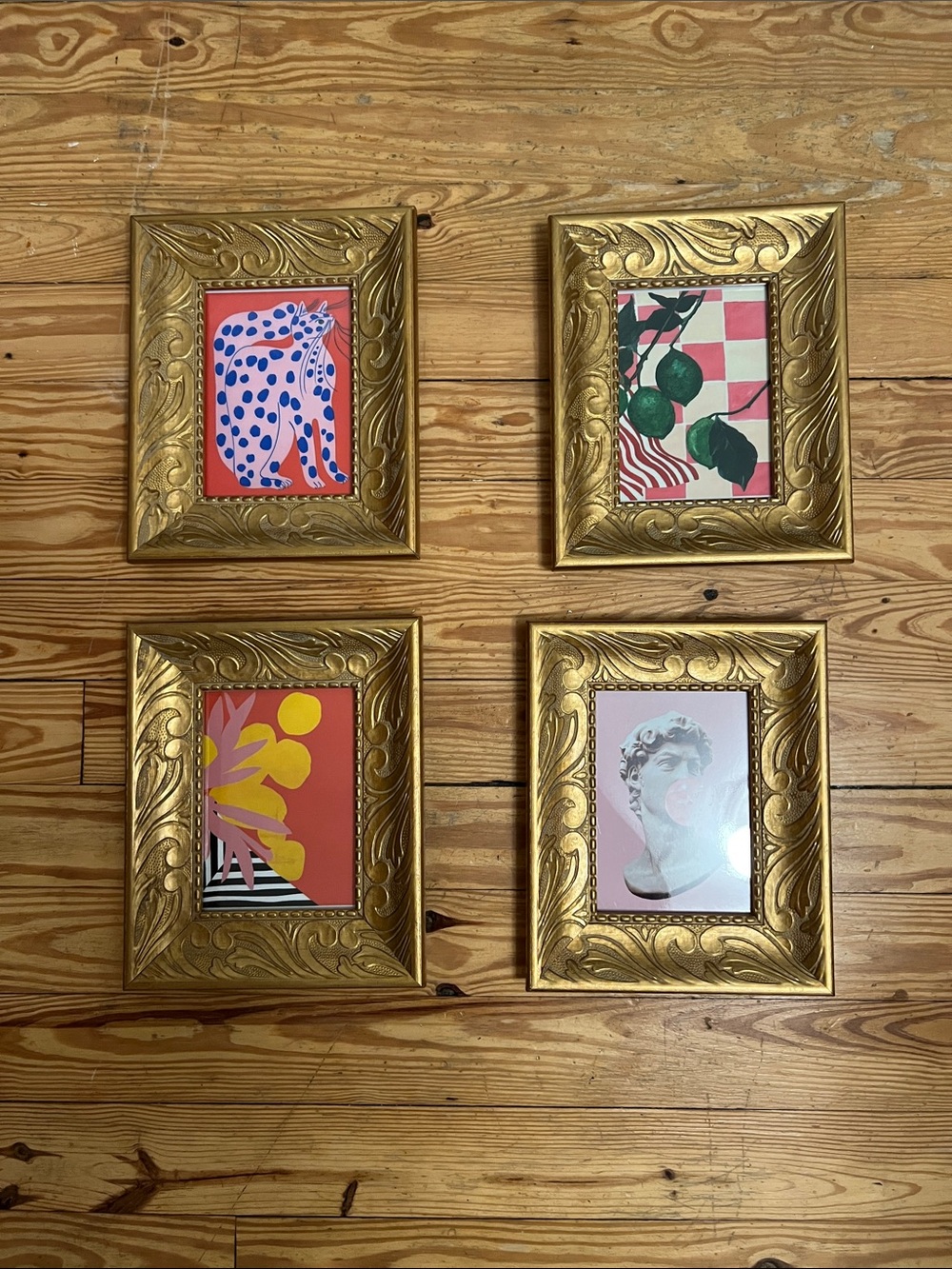 Ornate Gold Picture Frame Set — Four Decorative Wall Frames
